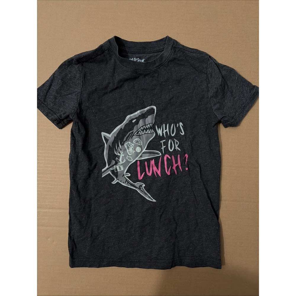 Cat and Jack Boys' T-Shirt Size 6/7 Who's Ready For Lunch Graphic (A001)